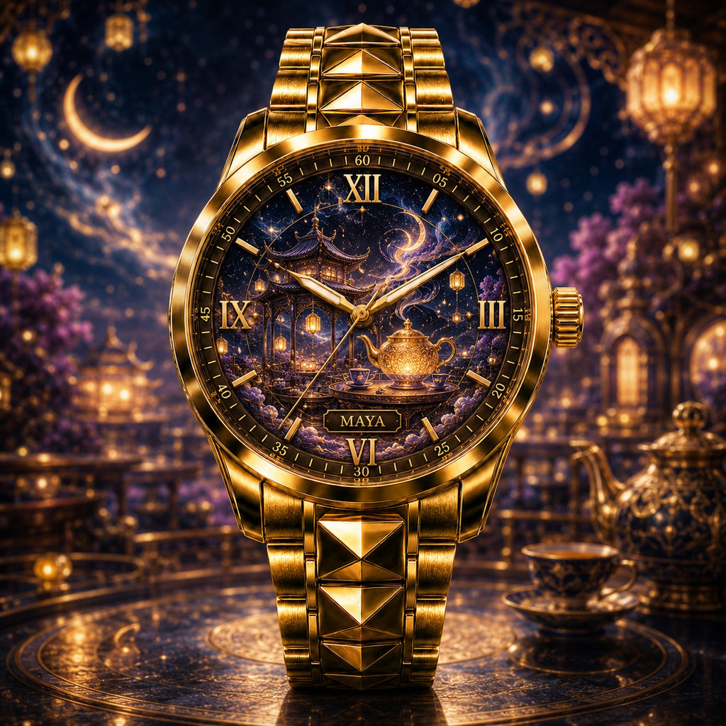 Custom Midnight Enchanted Tea House Watch — personalized with a custom name