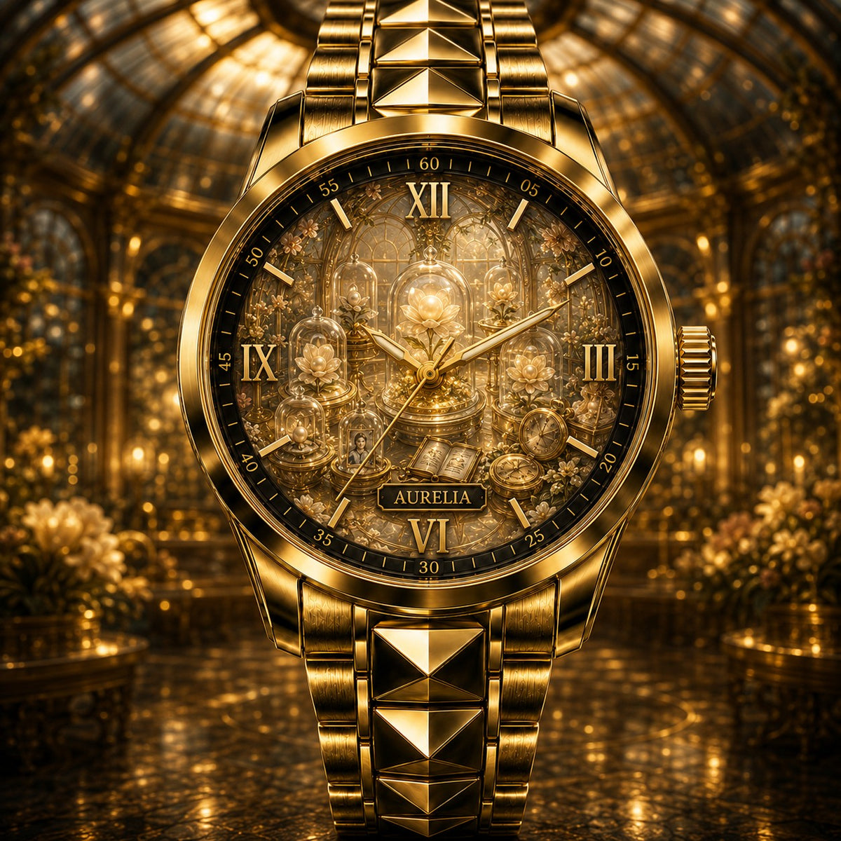 Custom Golden Memory Conservatory Watch — personalized with a custom name