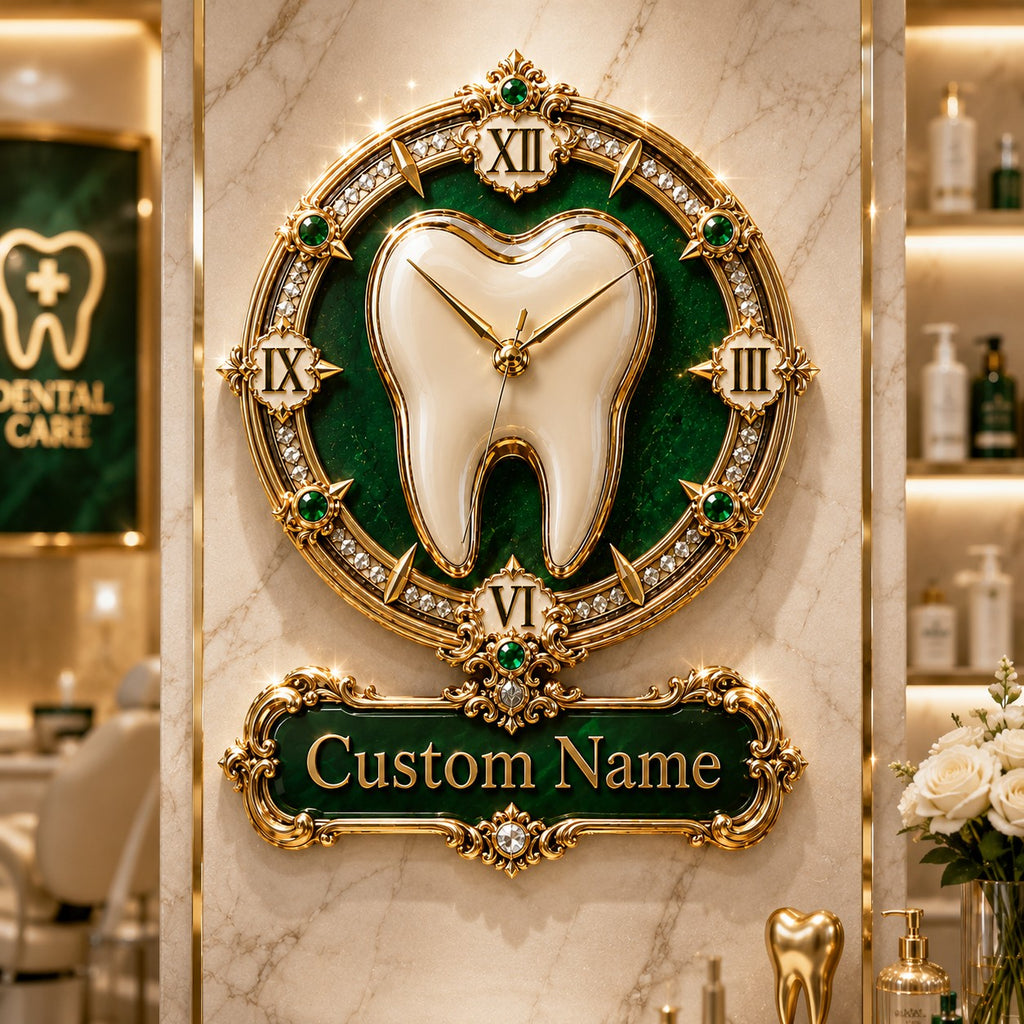 Dental Custom Name Wall Clock — personalized with a custom name