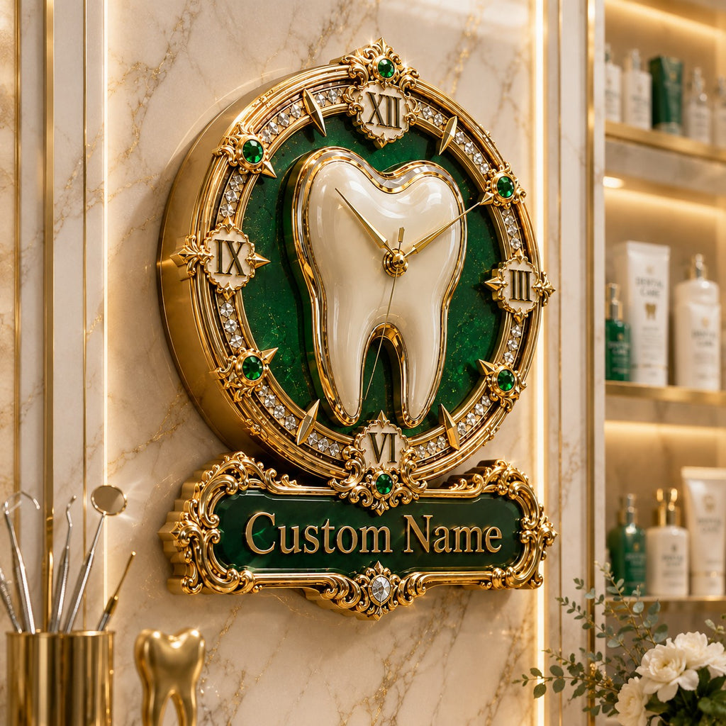 Dental Custom Name Wall Clock — personalized with a custom name