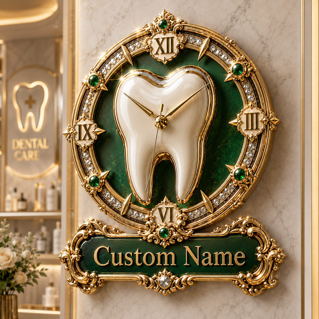 Dental Custom Name Wall Clock — personalized with a custom name