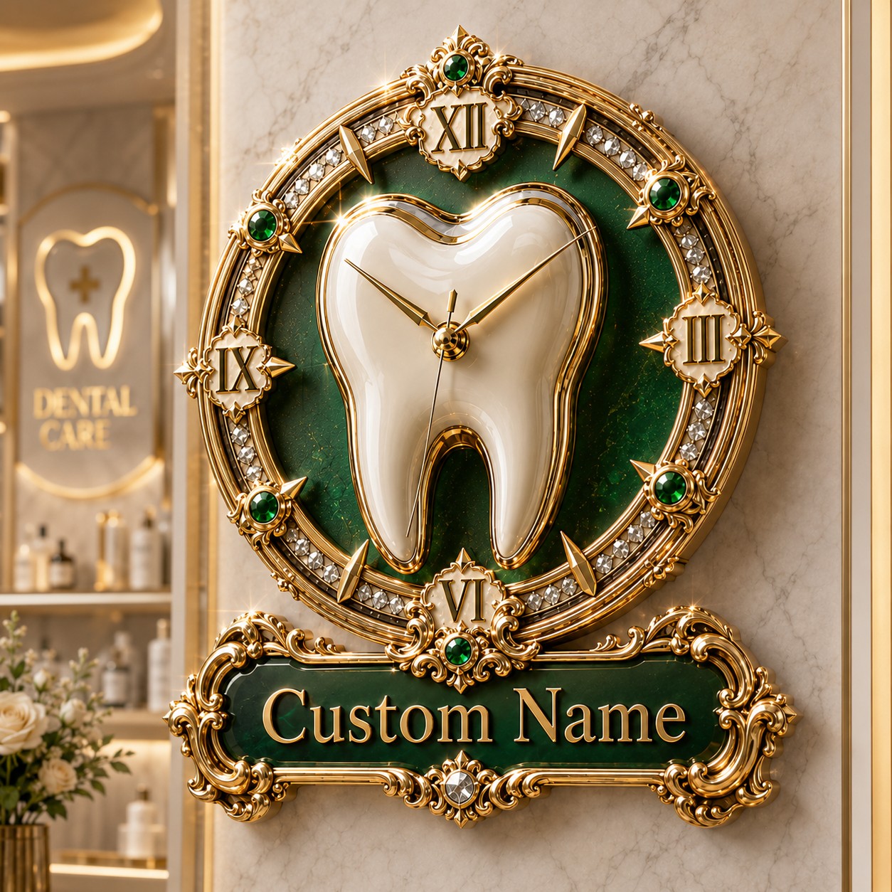 Dental Custom Name Wall Clock — personalized with a custom name