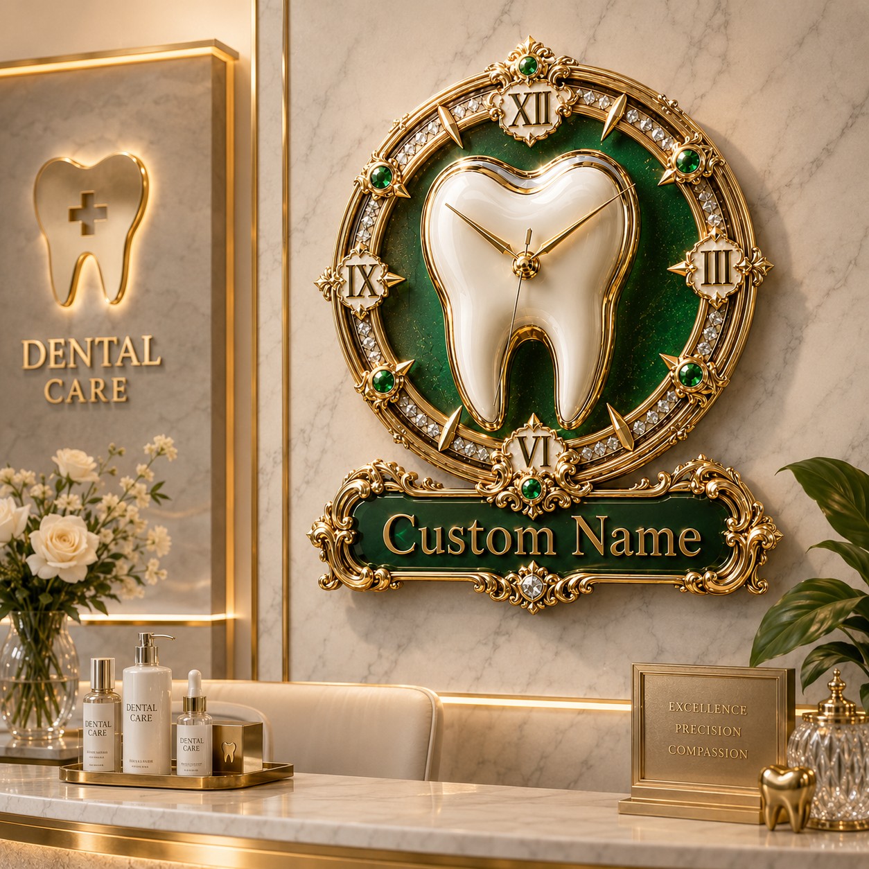 Dental Custom Name Wall Clock — personalized with a custom name