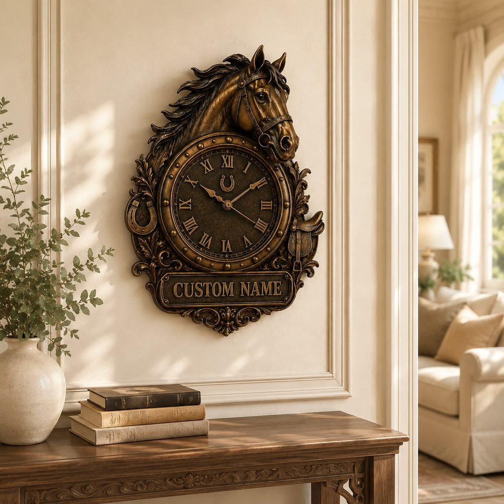 Personalized horse Custom Name Wall Clock — personalized with a custom name