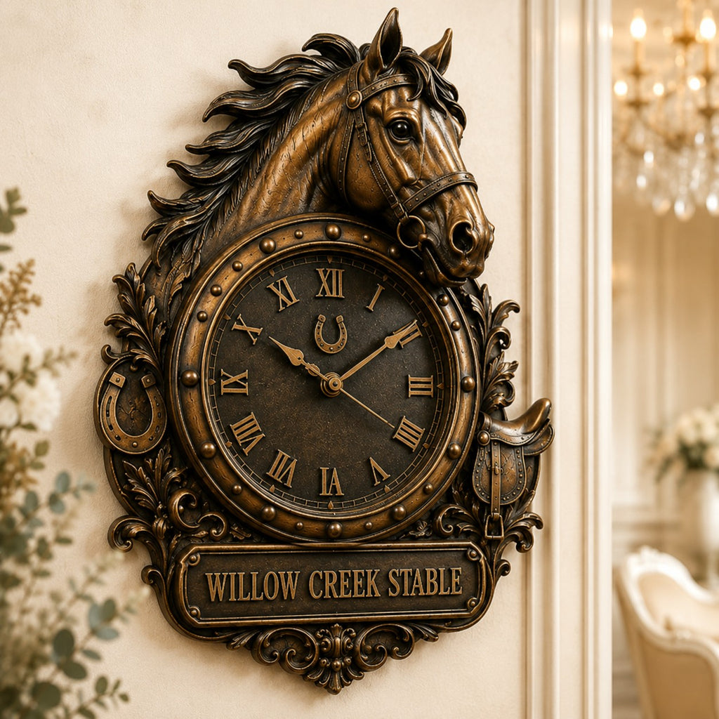 Personalized horse Custom Name Wall Clock — personalized with a custom name
