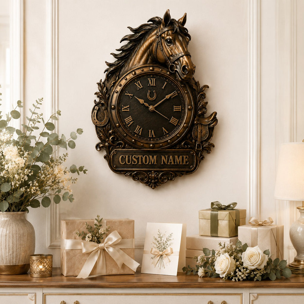 Personalized horse Custom Name Wall Clock — personalized with a custom name