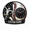 Youth baseball pitchers Custom Name Wall Clock — personalized with a custom name