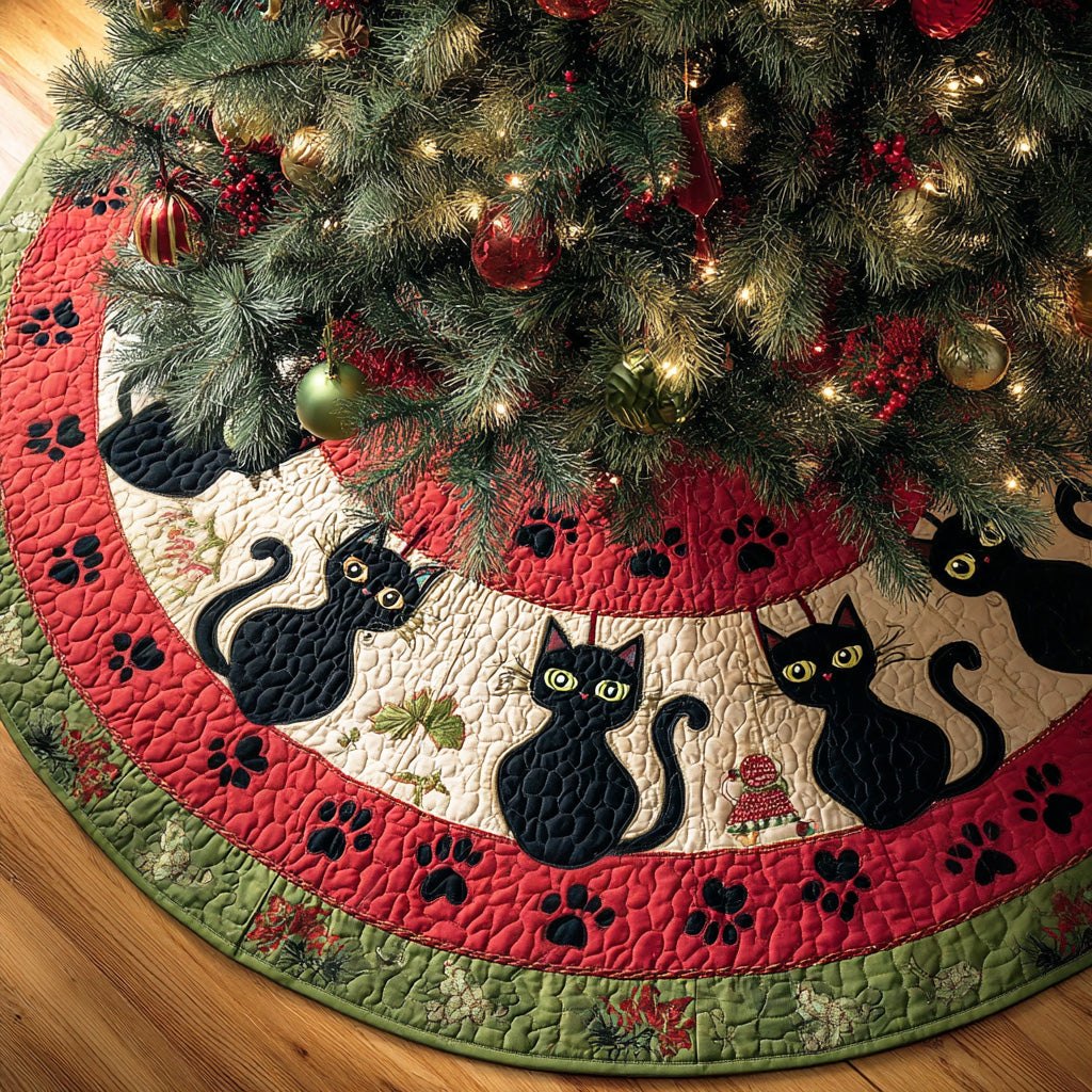 Kitty Steps Christmas Tree Skirt