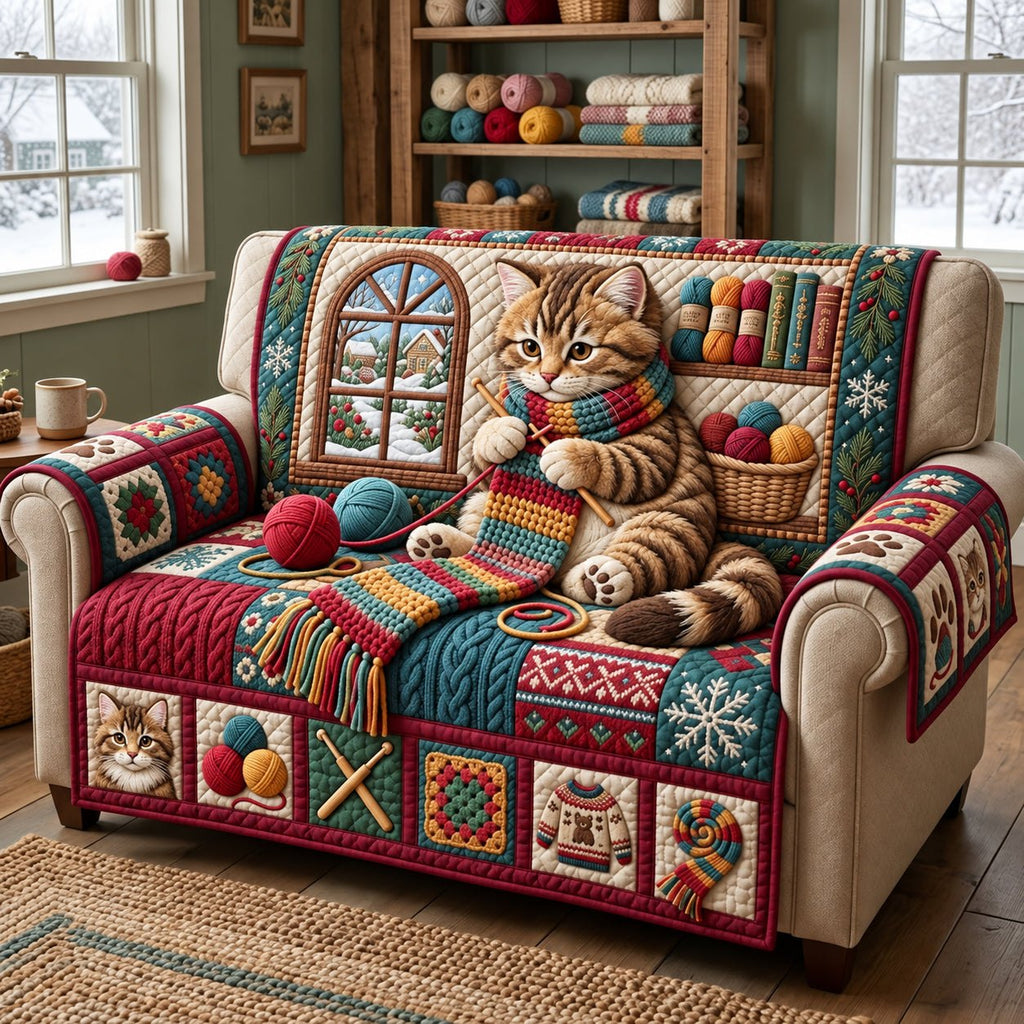 Knitting Kitten Sofa Cover