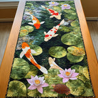 Koi Fish with Lily Pads and Lotus Table Runner