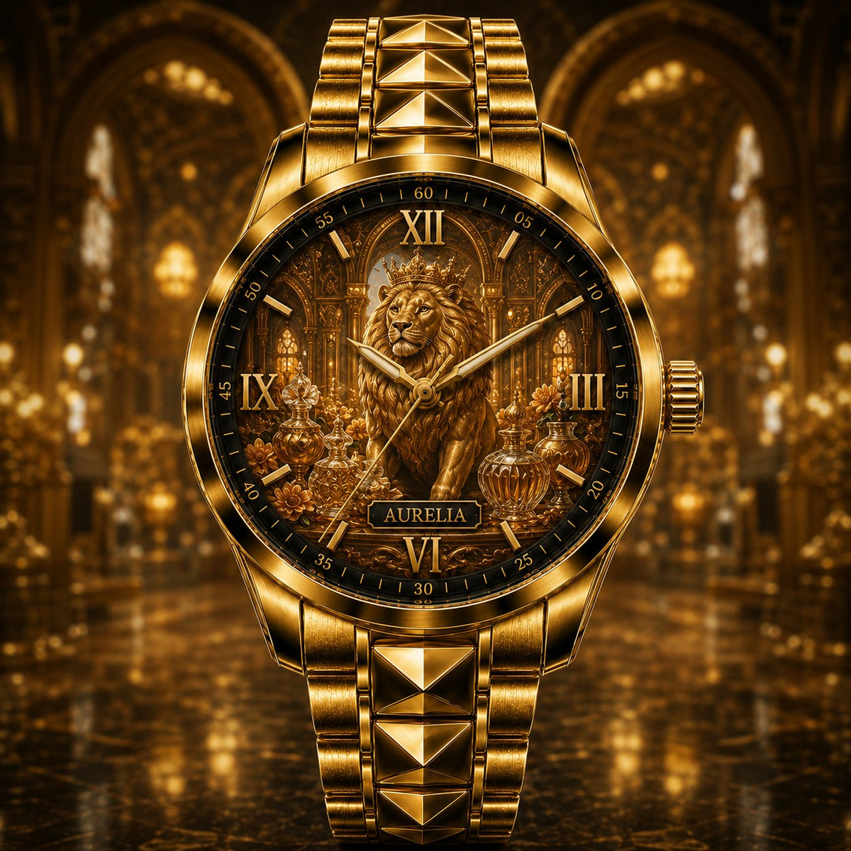 Custom Royal Lion Cathedral Watch — personalized with a custom name