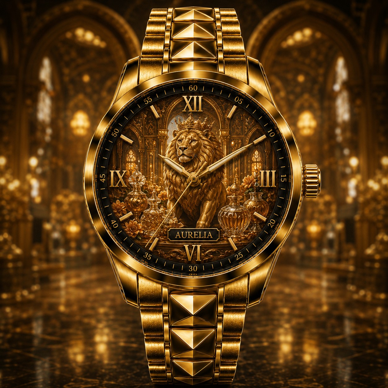 Custom Royal Lion Cathedral Watch — personalized with a custom name