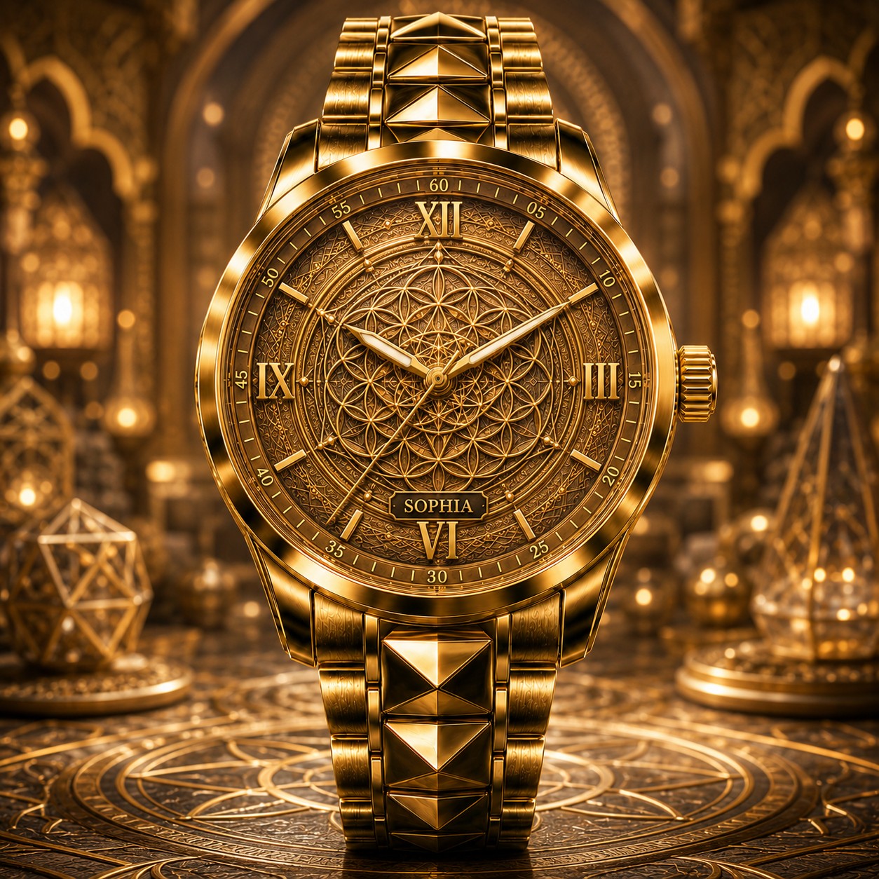 Custom Sacred Geometry Watch — personalized with a custom name