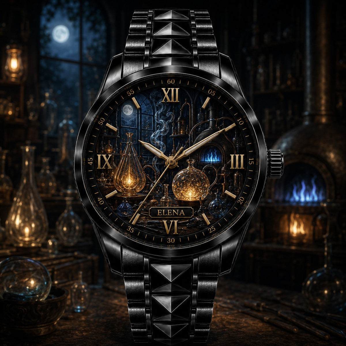 Custom Moonlit Alchemist Laboratory Watch — personalized with a custom name