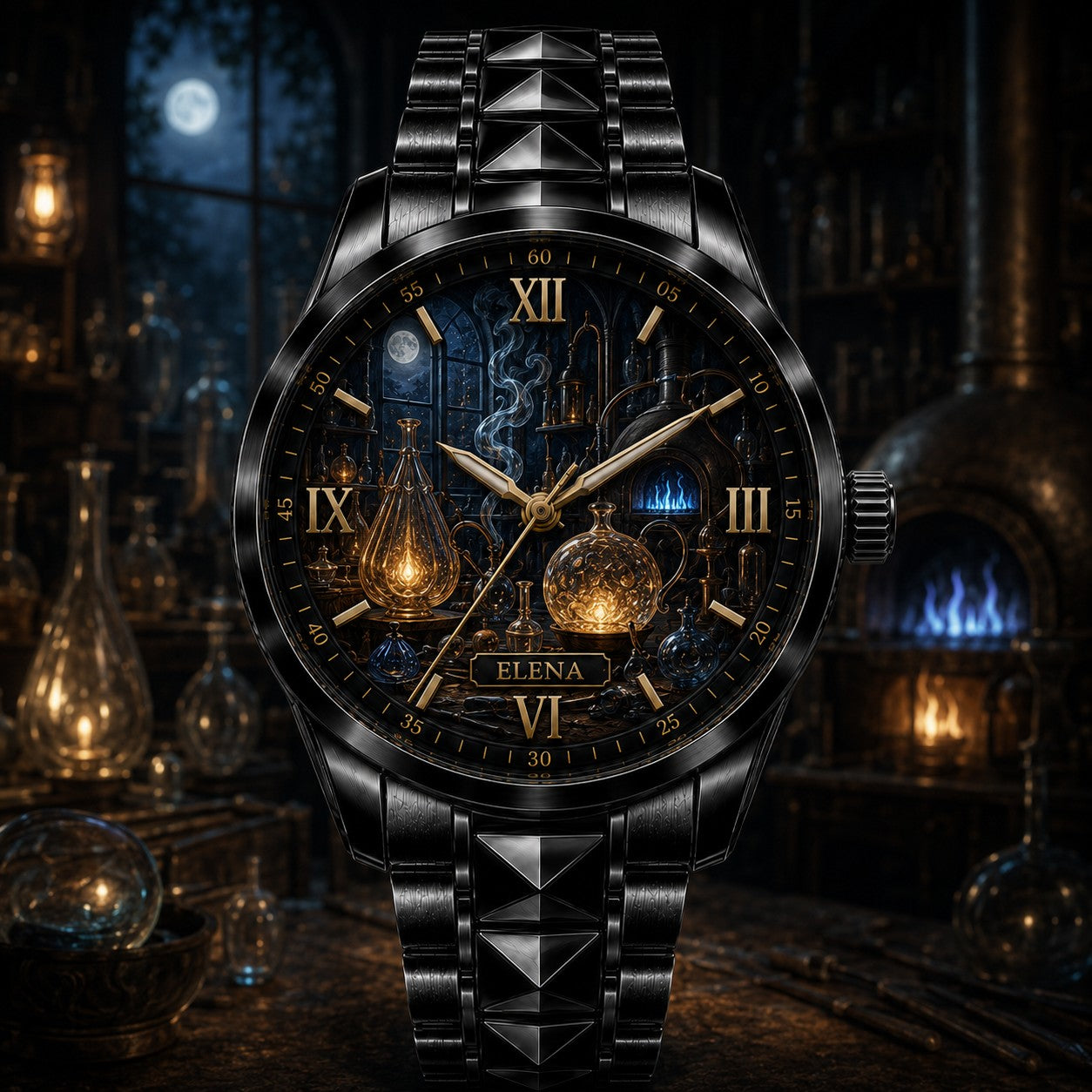 Custom Moonlit Alchemist Laboratory Watch — personalized with a custom name