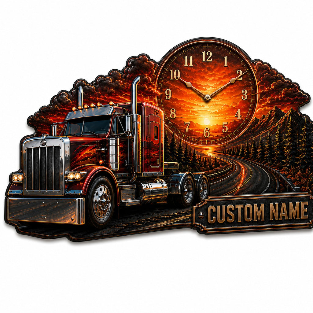 Truck Driver Custom Name Wall Clock — personalized with a custom name