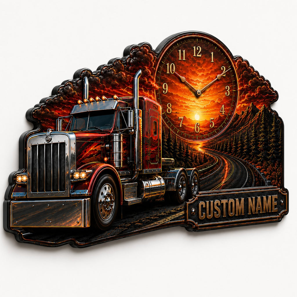 Truck Driver Custom Name Wall Clock — personalized with a custom name