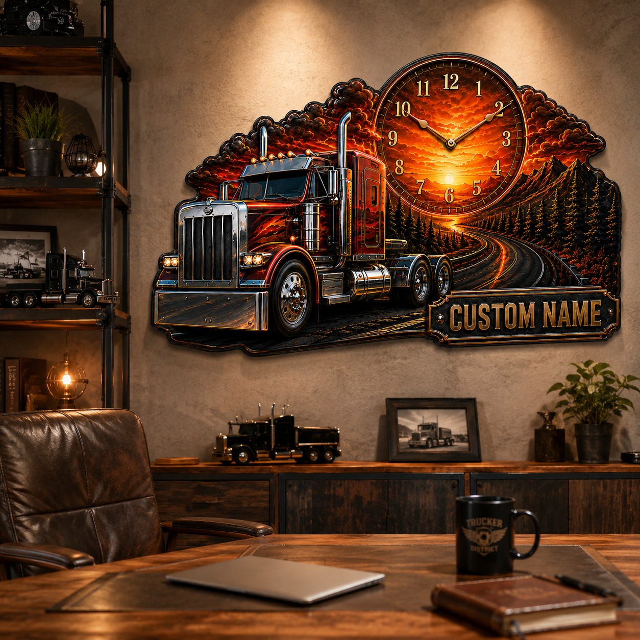 Truck Driver Custom Name Wall Clock — personalized with a custom name