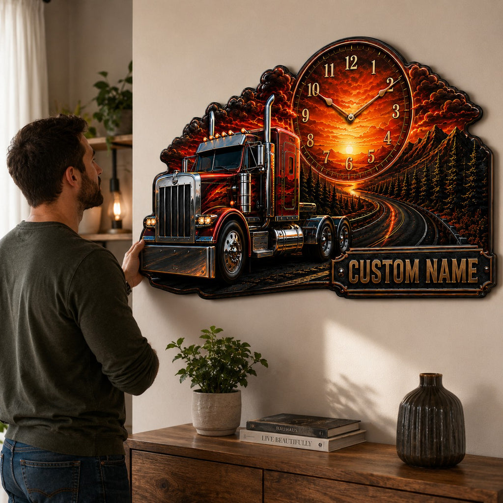 Truck Driver Custom Name Wall Clock — personalized with a custom name