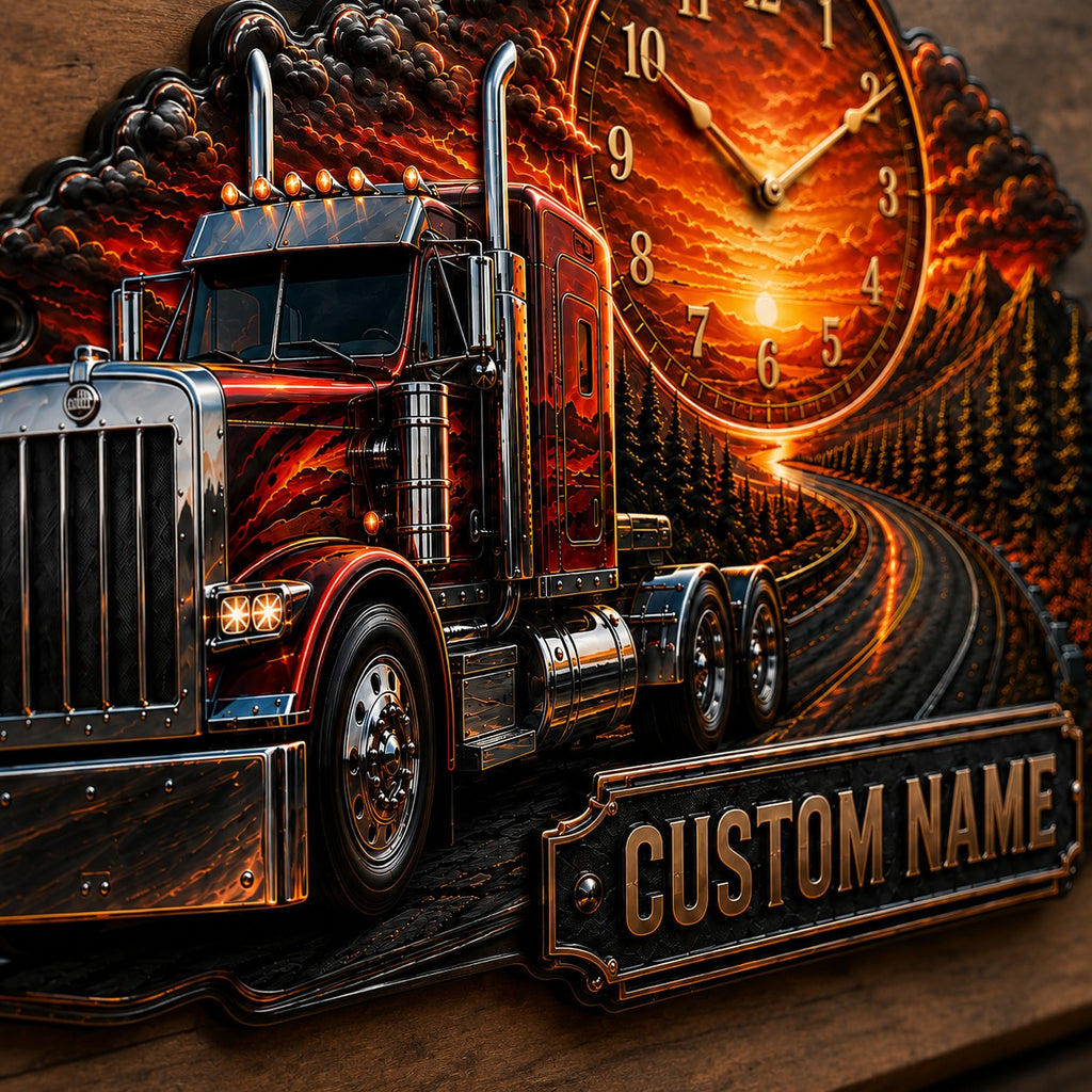 Truck Driver Custom Name Wall Clock — personalized with a custom name
