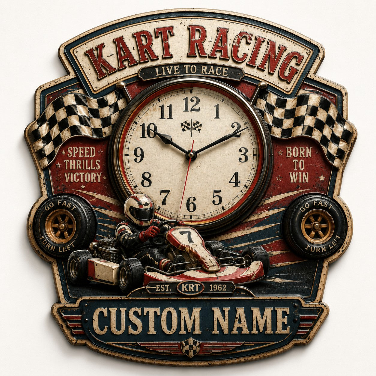 Go kart clock — personalized with a custom name