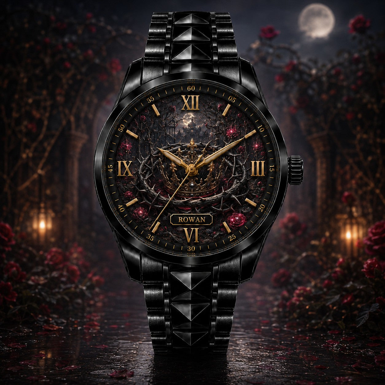 Custom Personalized Cursed Rose Crown Watch — personalized with a custom name