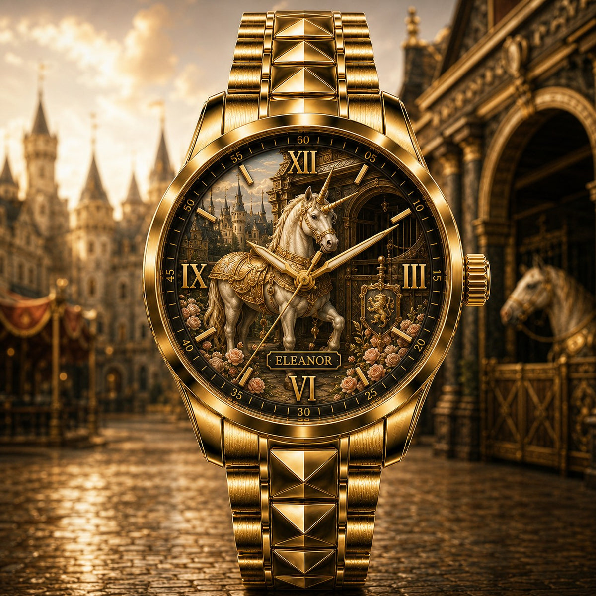 Custom Royal Unicorn Castle Watch — personalized with a custom name