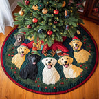 Labs in Santa Hats and Antlers Christmas Tree Skirt