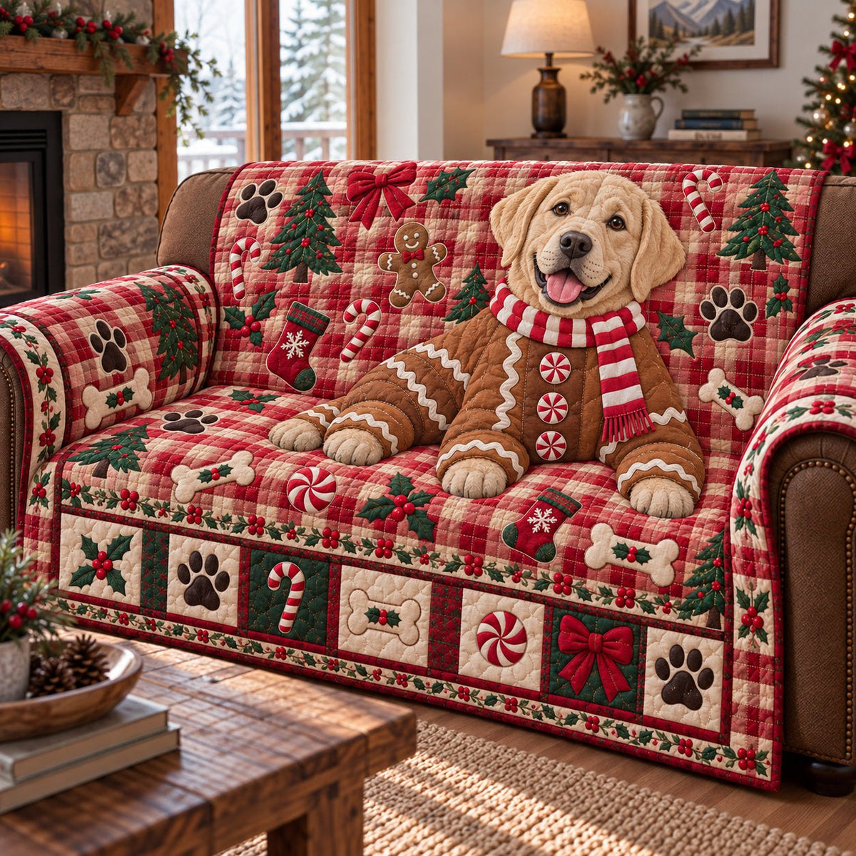 Labrador Retriever Gingerbread Sofa Cover