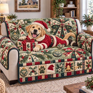 Labrador Retriever Santa Sofa Cover - Made to Order