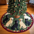Labrador Snowy Adventure Christmas Tree Skirt