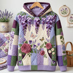 Lavender Bloom hoodie, all-over print