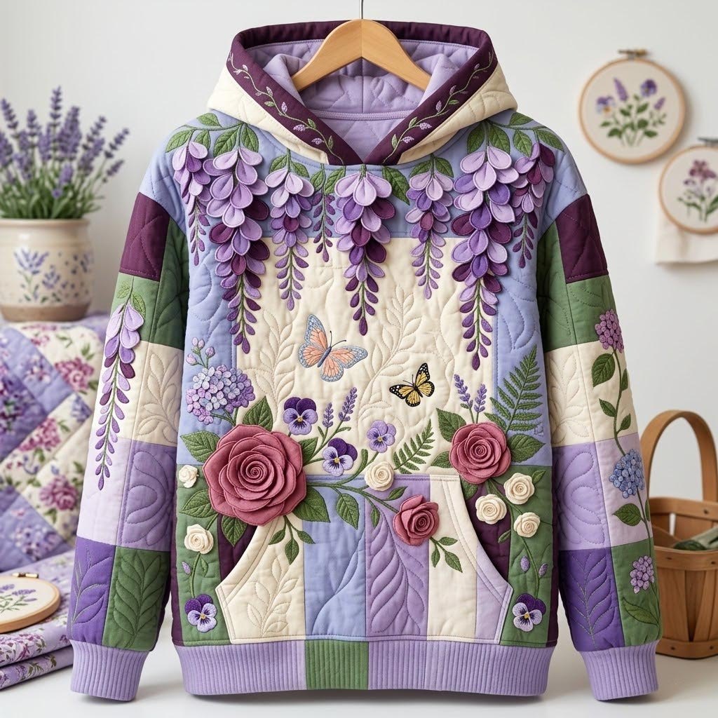 Lavender Bloom hoodie, all-over print