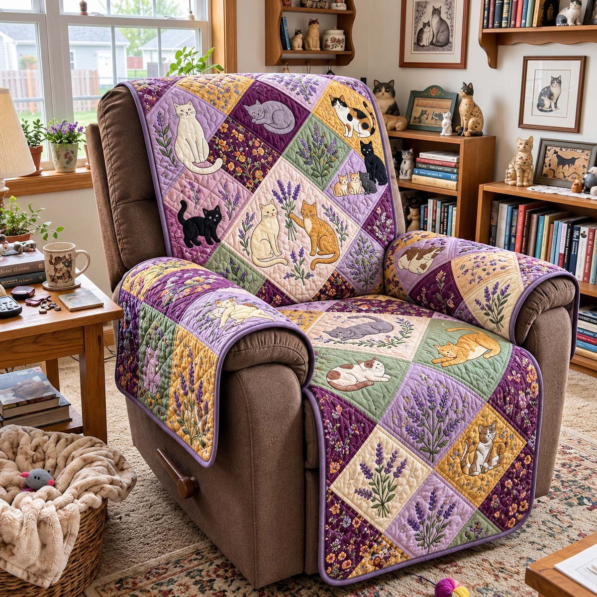 Lavender Garden Cats Sofa Cover