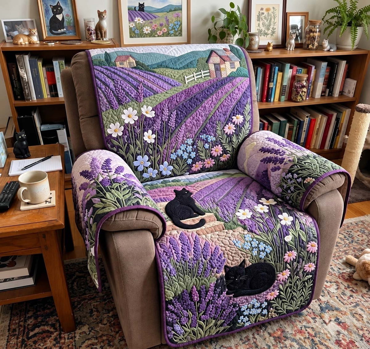Lavender Lane Black Cats Sofa Cover