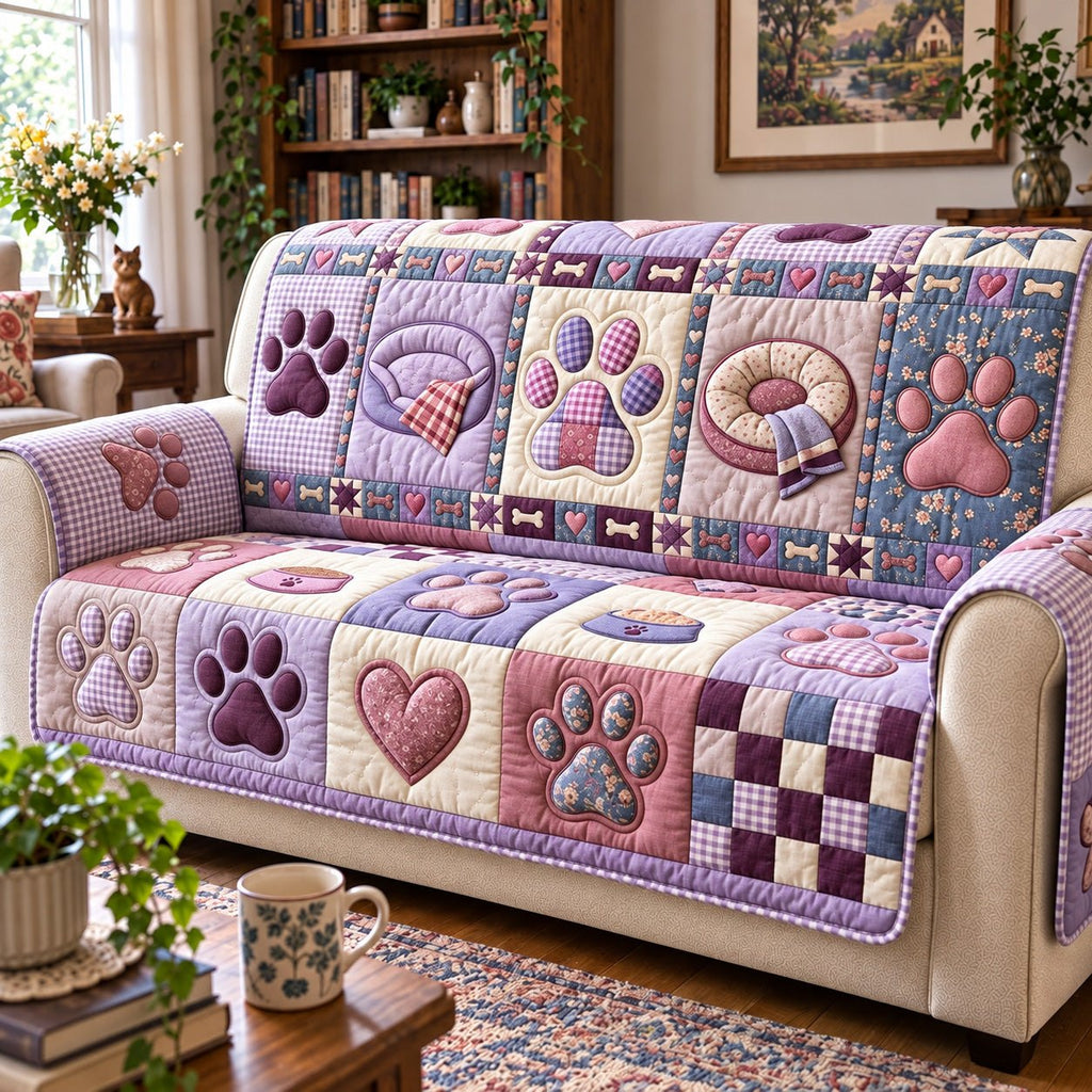 Lavender Paw Sofa Cover