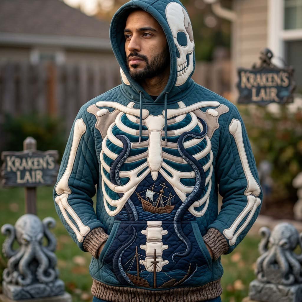 Skull Hood Ribcage hoodie, all-over print