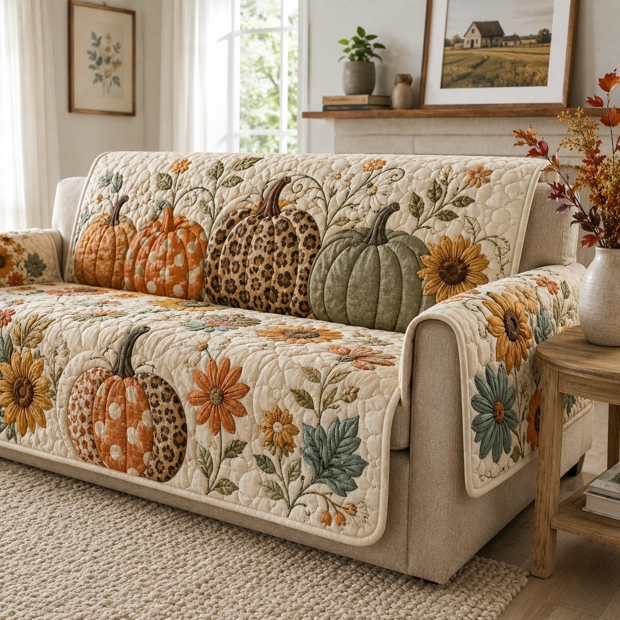 Leopard Pumpkins Sofa Cover
