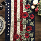 Poppies with Stars and Stripes Table Runner