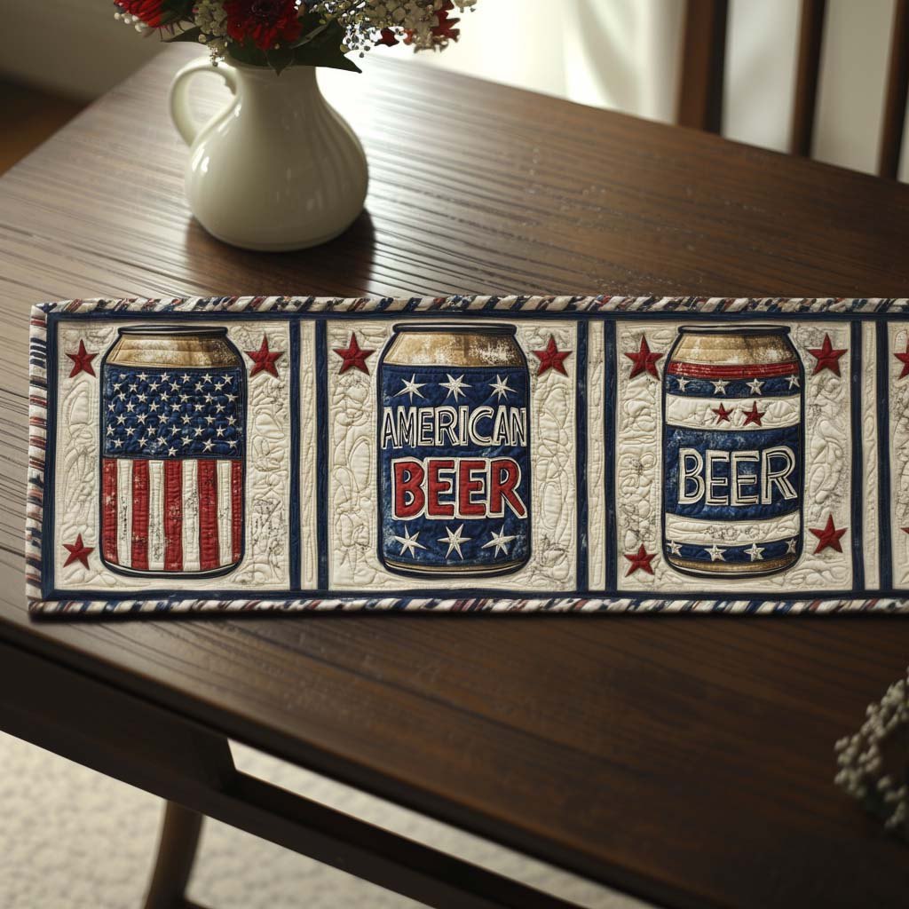 Liberty Lager Cans Table Runner