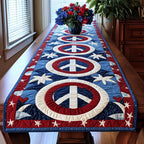 Peace Signs in Red White Blue Table Runner