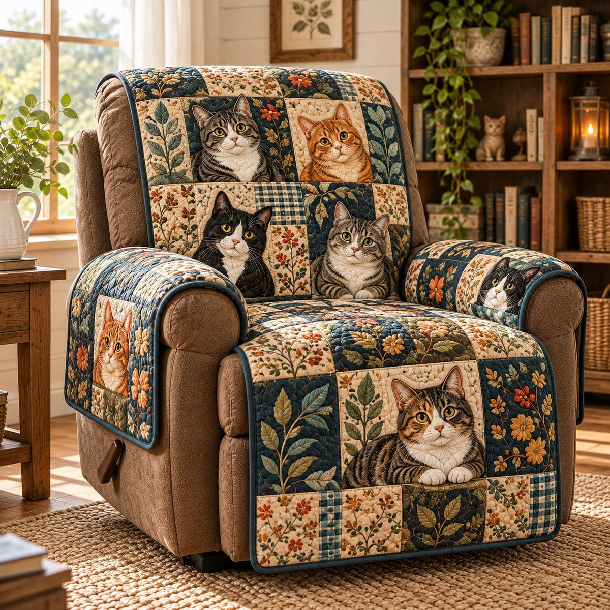 Library Cat Patch Sofa Cover