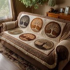 Tree of Life Circles on Cream Sofa Cover
