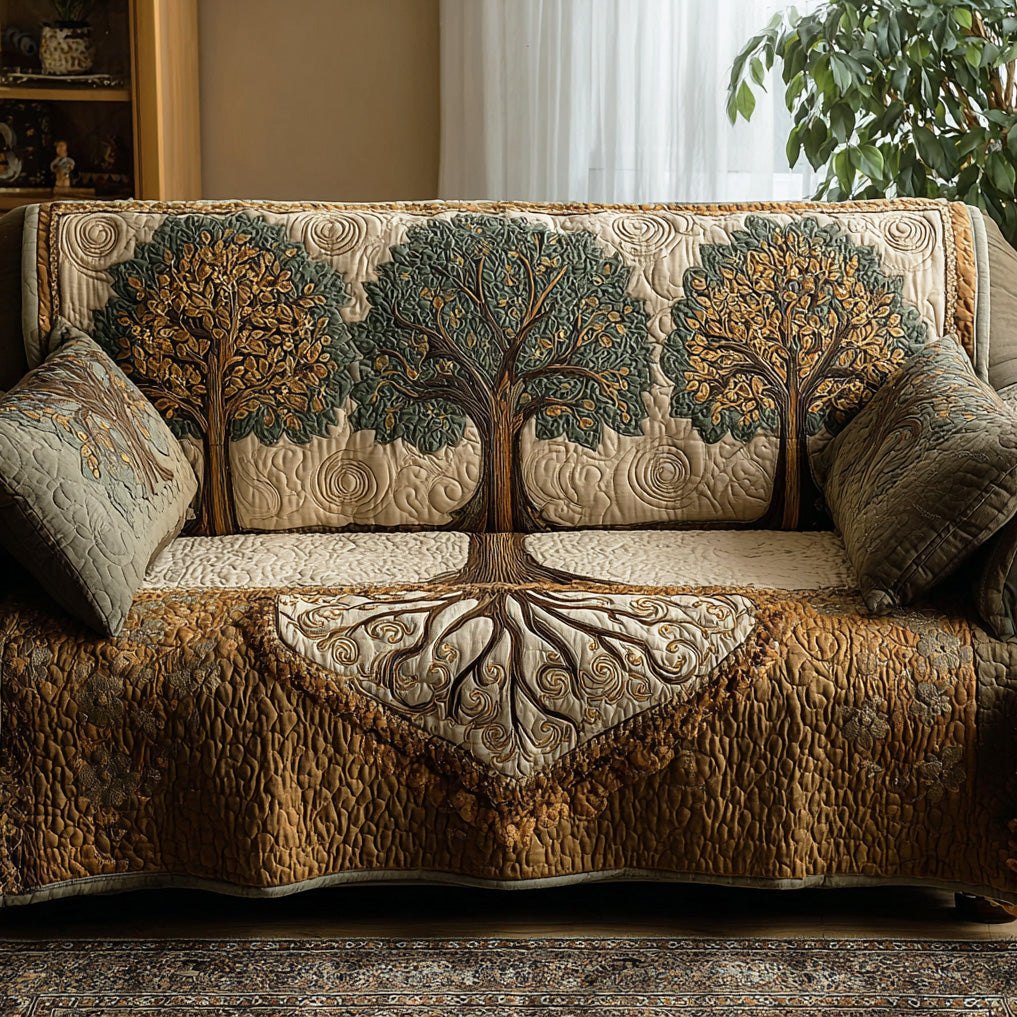 Trees with Deep Roots on Tan Sofa Cover