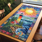 Colorful Lighthouse Under Bright Sun Table Runner