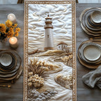 Tonal Cream Lighthouse Scene Table Runner