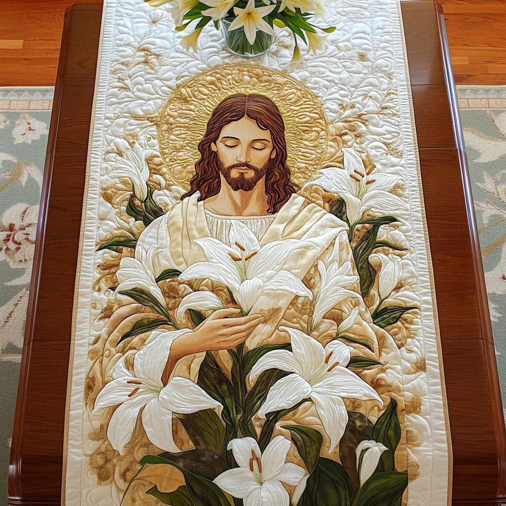 Jesus Among White Lilies Table Runner