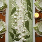 Lily of the Valley on Sage Table Runner