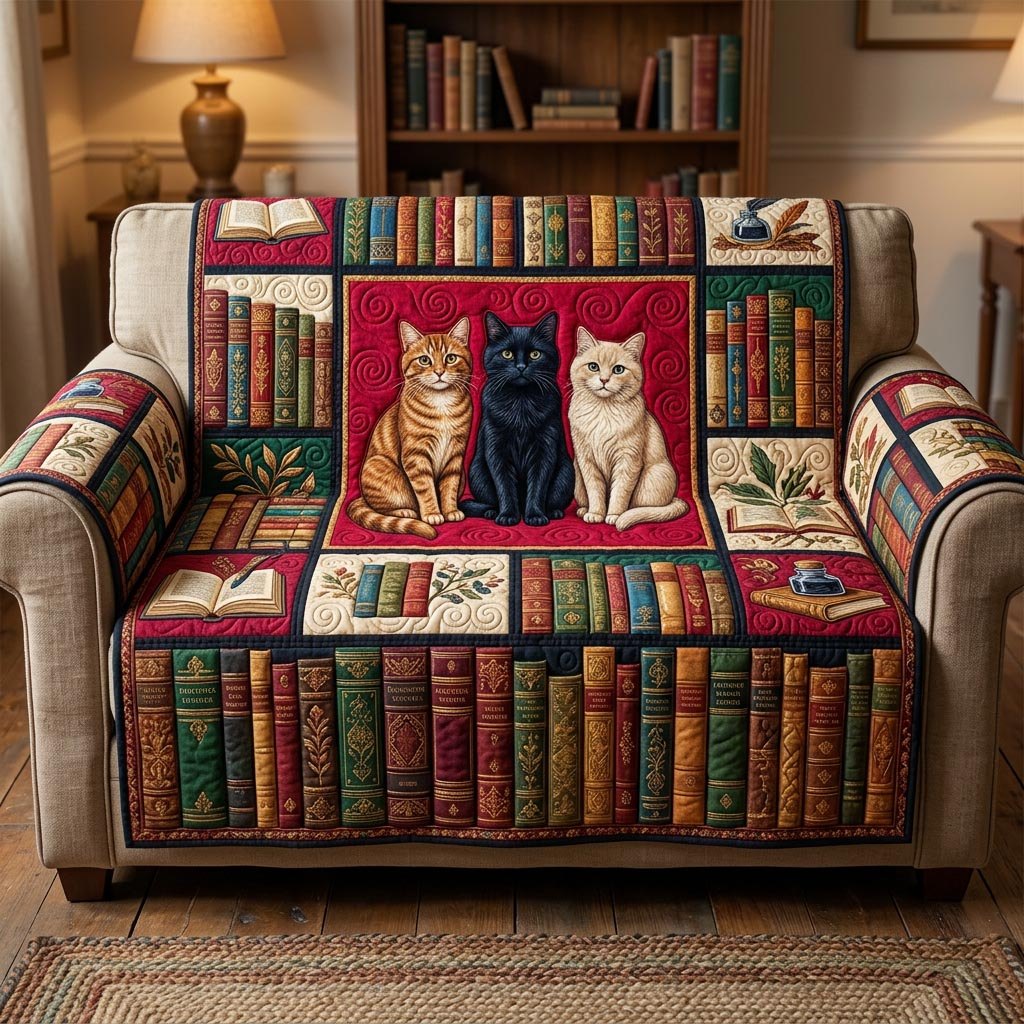 Literary Cat Sofa Cover