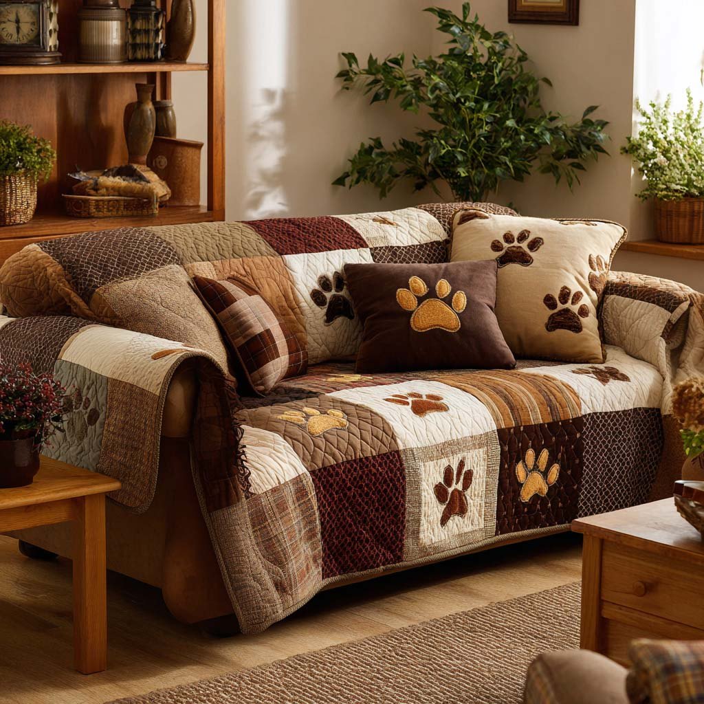 Lively Paw Pattern Sofa Cover